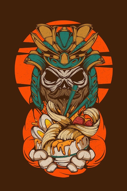 CALAVERA DE SAMURAI CON GRAN CUENCO DE RAMEN