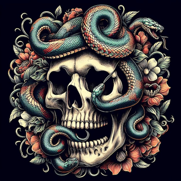 Vector la calavera y la serpiente 17