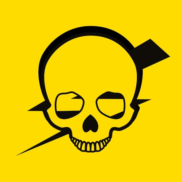 Una calavera sobre un fondo amarillo Advertencia de peligro