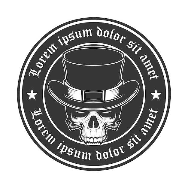 Calavera con sombrero logo vector