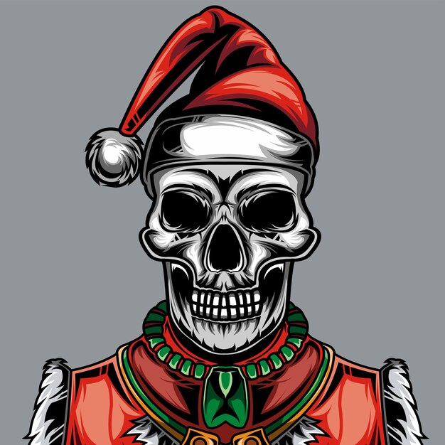 Calavera con sombrero de navidad