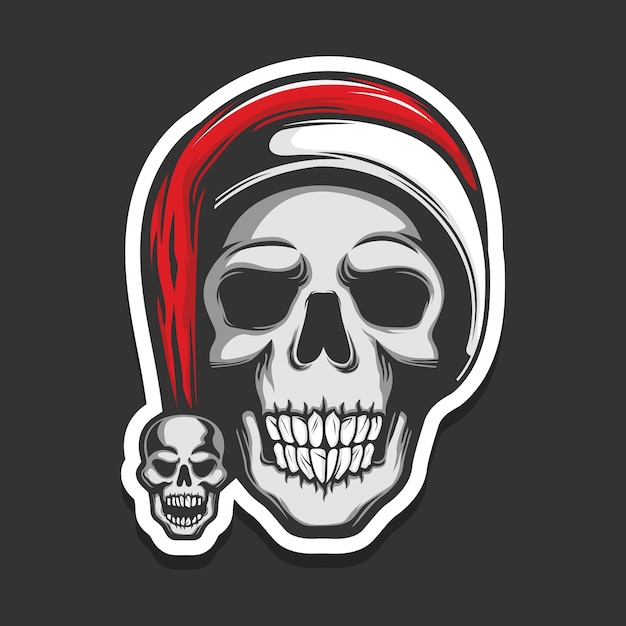 Vector calavera con sombrero de santa claus