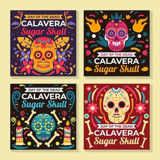 Calavera sugar skull publicación en redes sociales