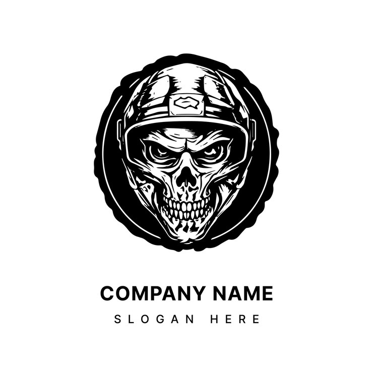 Vector calavera zombie con logotipo de casco de motociclista
