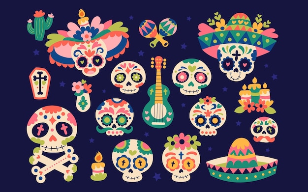 Calaveras de azúcar mexicanas calaveras calacas