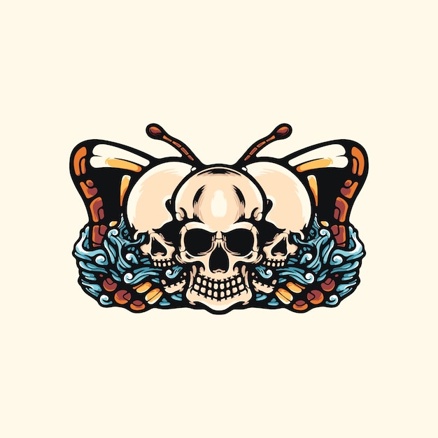 Vector calaveras y mariposas