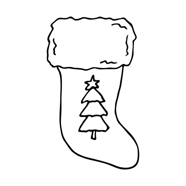 Calcetín dibujado a mano para regalos de Navidad Garabatos de calcetín colgantes Elemento de diseño único de invierno