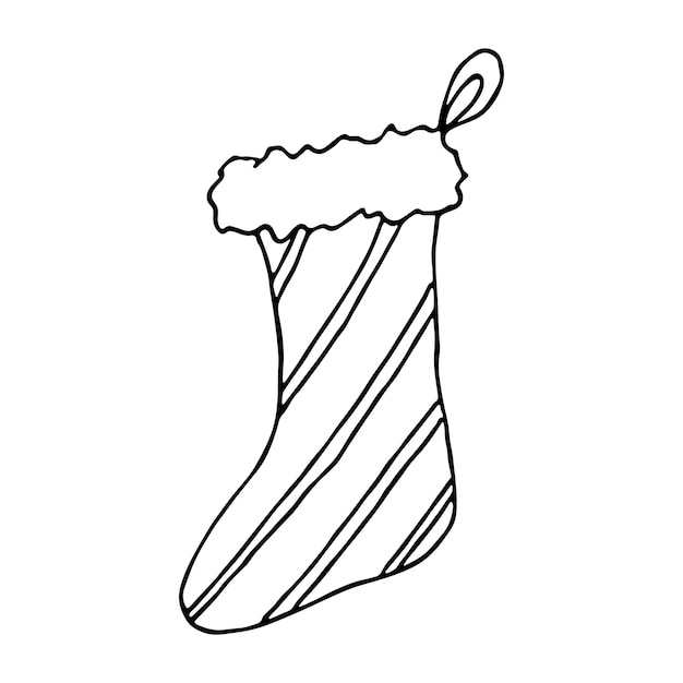 Calcetín dibujado a mano para regalos de Navidad Garabatos de calcetín colgantes Elemento de diseño único de invierno