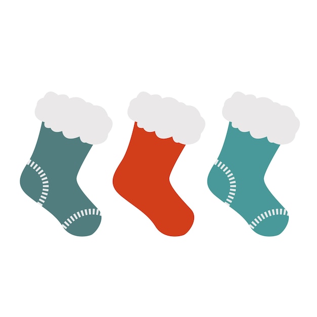 calcetín iconos de navidad elementos de navidad iconos vectoriales para vacaciones iconos planos de navidad