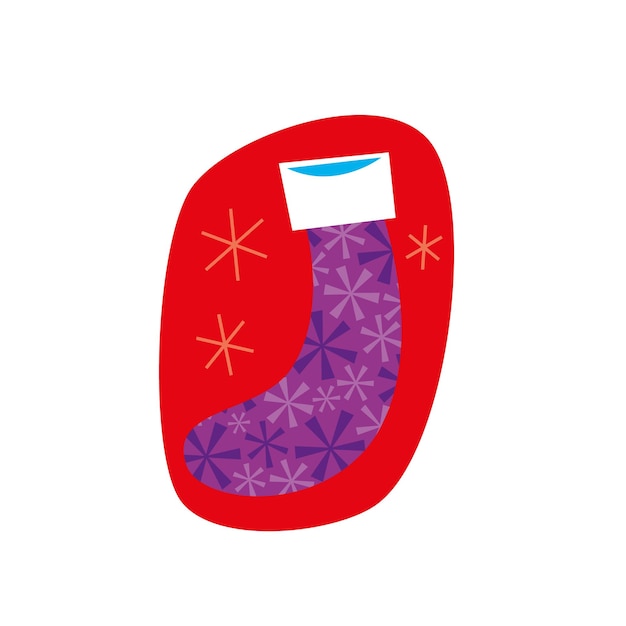 Calcetín de Navidad aislado sobre fondo blanco Ilustración vectorial en estilo plano