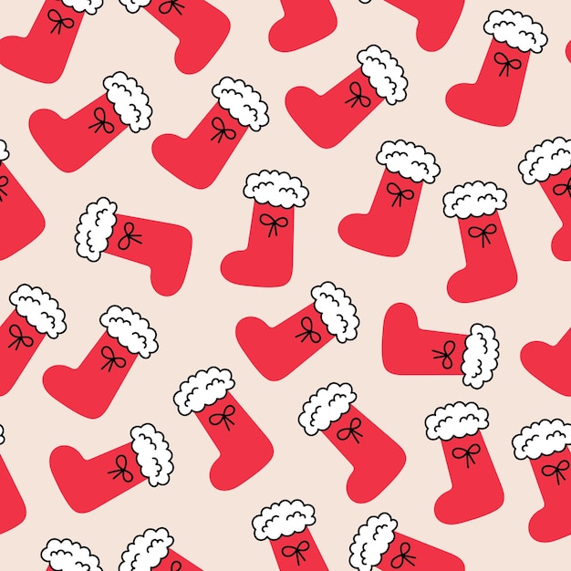 Calcetín de Navidad doodle de patrones sin fisuras