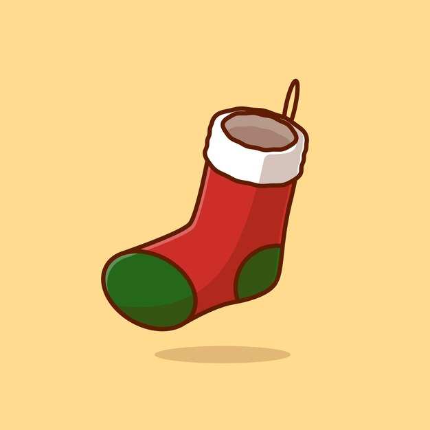 Calcetín de Navidad ilustración vectorial de dibujos animados de Navidad icono de concepto aislado
