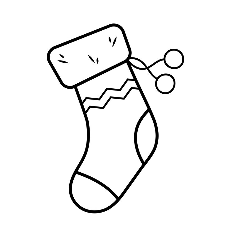 Vector calcetín navideño. calcetín para regalos en estilo de línea de garabatos.