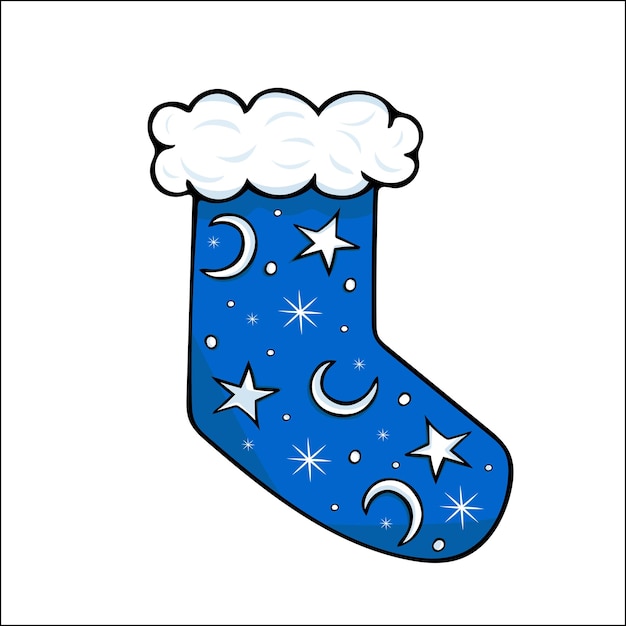 Calcetín navideño. Ilustración de garabato colorido dibujado a mano de calcetín de Navidad.