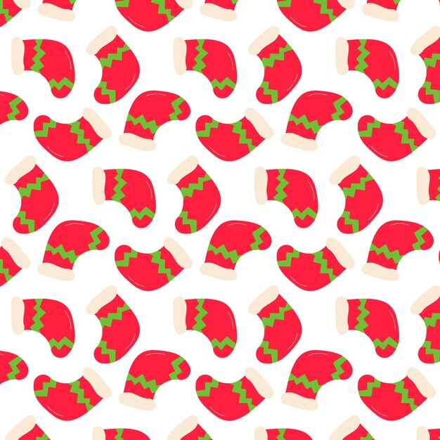 Calcetín regalos de Navidad chimenea dulces patrón textil fondo ilustración vectorial