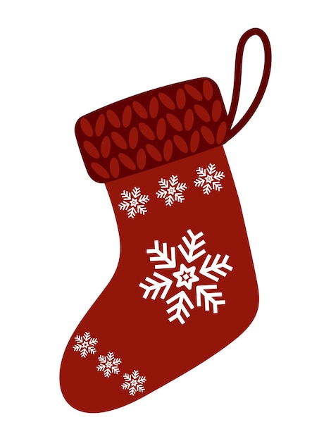 Calcetín rojo con copos de nieve blancos Calcetín de Navidad para regalos para colgar en la chimenea Calcetín San Nicolás