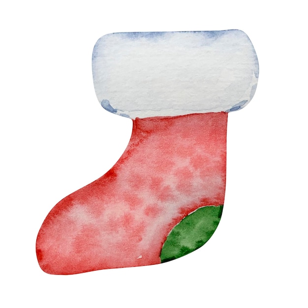 Calcetín rojo y verde de navidad acuarela