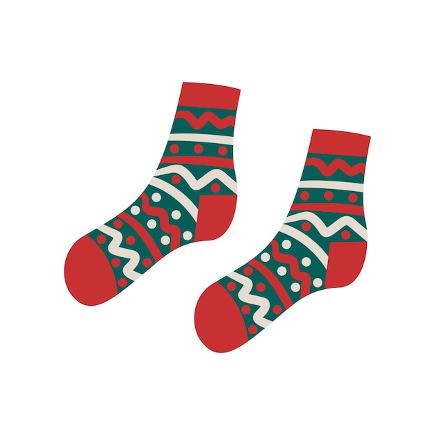 Calcetines de algodón y lana de moda con diferentes texturas aisladas sobre un fondo blanco Ilustración vectorial Icono de calcetines de punto de diferentes colores y tamaños Invierno acogedor otoño y temporada podría