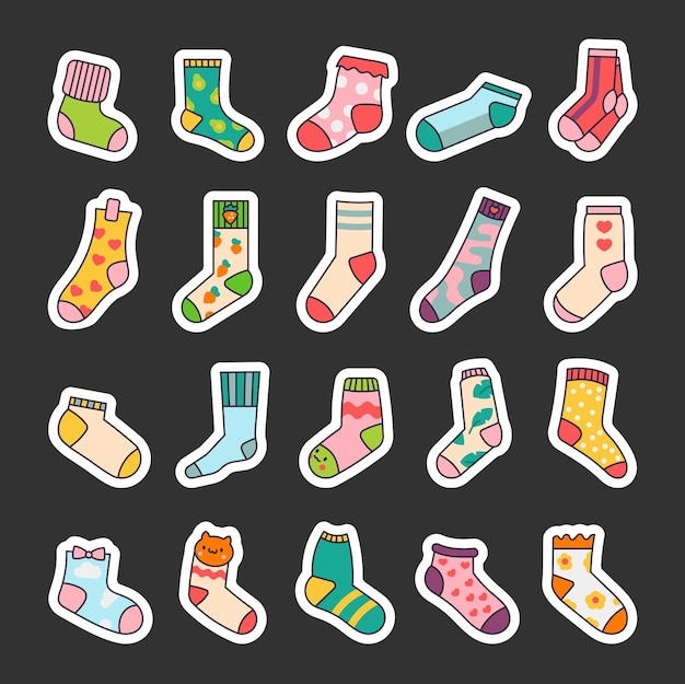 Calcetines cálidos de invierno Sticker Bookmark de algodón y lana elegantes con diferentes texturas