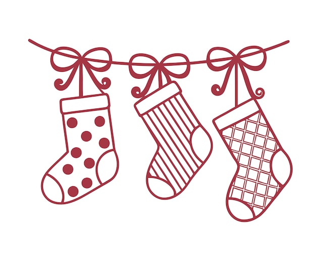 Calcetines colgantes con pinzas de ropa Ilustración vectorial de arte de línea
