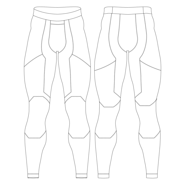 Calcetines de compresión térmica para hombres Pantalones de diseño deportivo plantilla vectorial vista delantera y trasera para correr