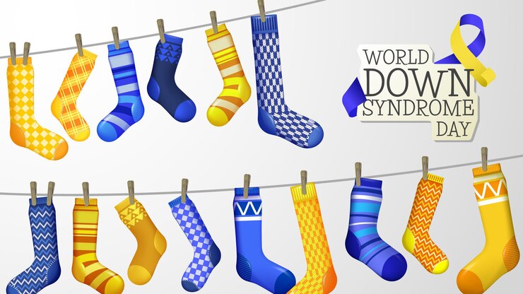 Vector calcetines del día mundial del síndrome de down