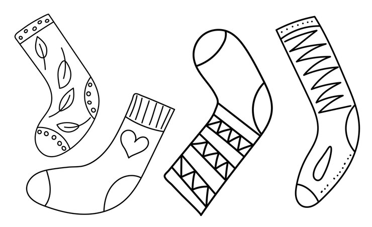 Vector calcetines garabato esquema boceto sobre fondo blanco vector