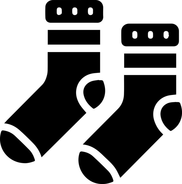 Calcetines mínimos silueta vectorial del icono fondo blanco relleno con negro 2