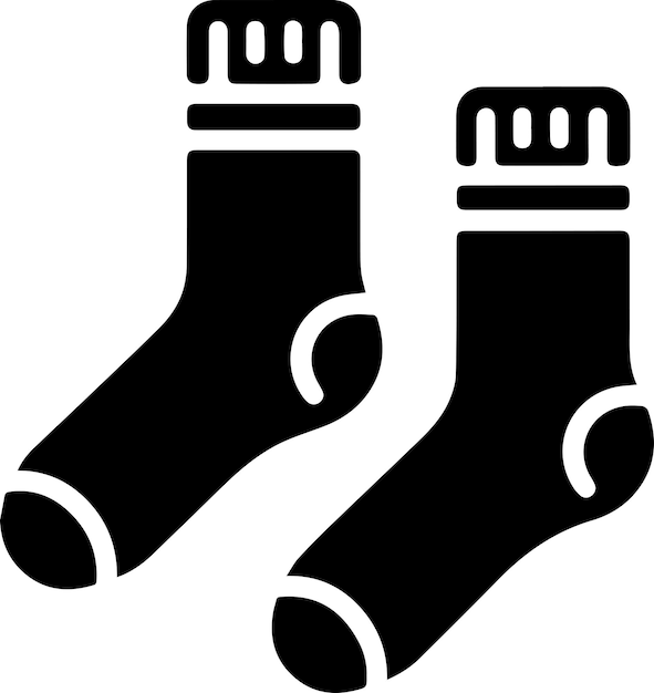 Calcetines mínimos silueta vectorial del icono fondo blanco relleno con negro 2