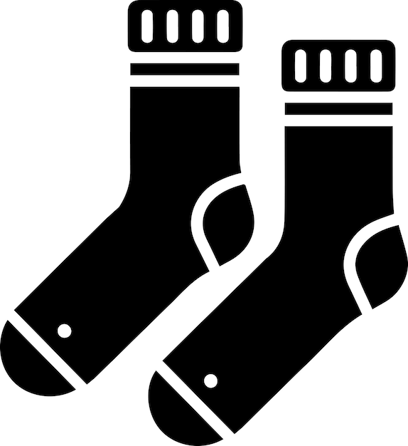 Calcetines mínimos silueta vectorial del icono fondo blanco relleno con negro 4