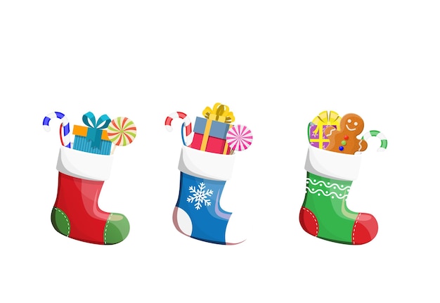 Calcetines de Navidad con regalos