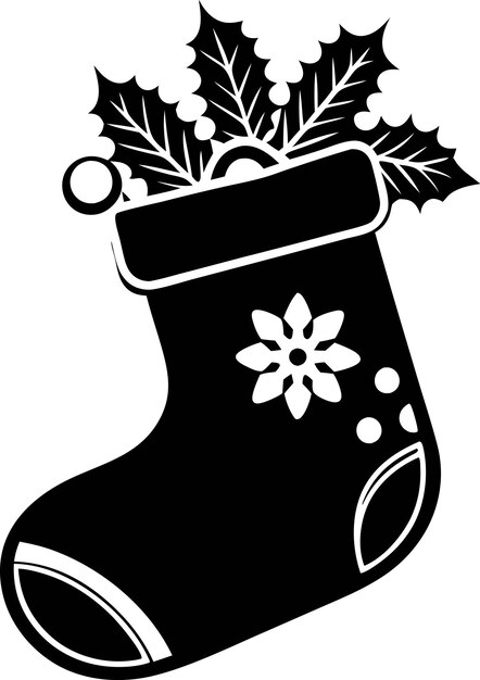 Calcetines de Navidad silueta negra icono de calcetín de Navidad en fondo blanco