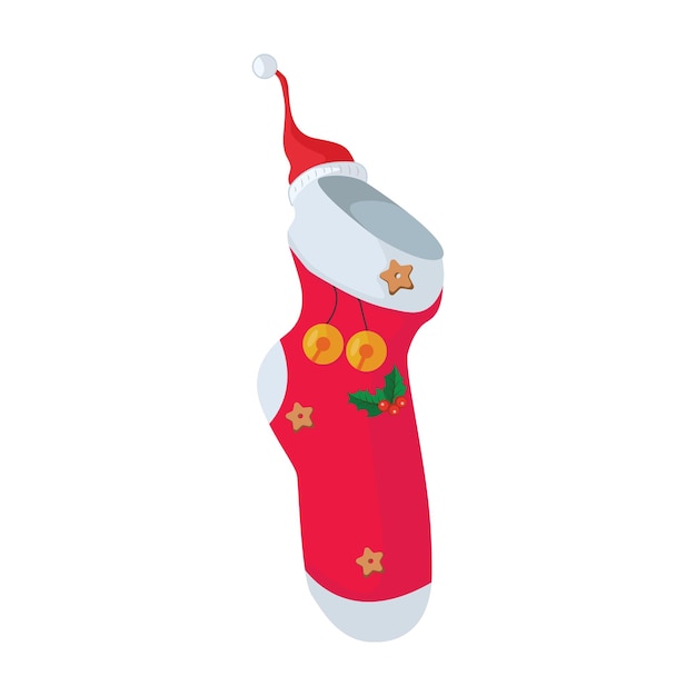 Calcetines de Navidad Vector Santa aislados - icono de vacaciones. Ilustración de símbolo de ropa de Navidad.