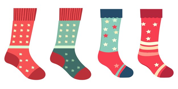 Calcetines planos vectoriales gratuitos para Navidad