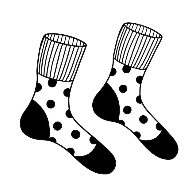 Calcetines de punto ilustración vectorial dibujada a mano al estilo de Doodle Winter cálidas medias navideñas