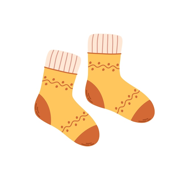 Vector calcetines de punto ropa de invierno y otoño estilo hygge acogedor