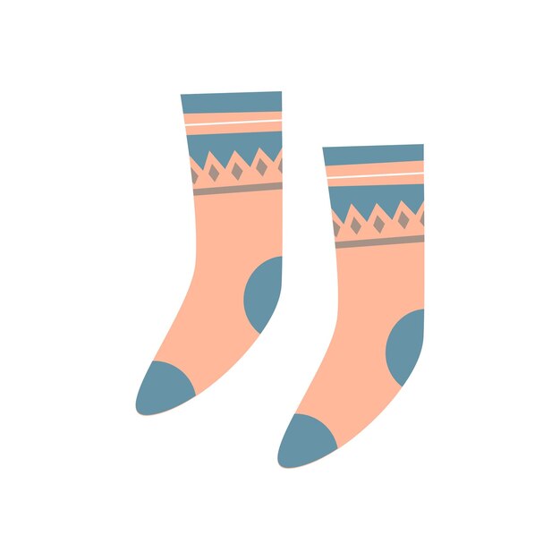 Calcetines rosados cálidos de punto con patrón azul para los pies en climas fríos