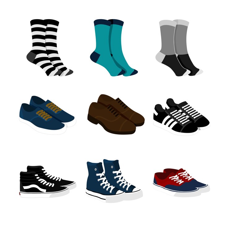 Calcetines y zapatos Estilo de la moda Artículo Ilustración Set
