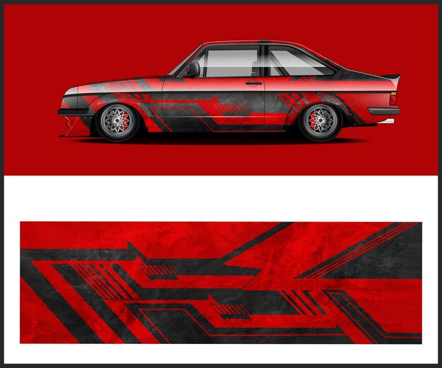 Calcomanía de camioneta de carga y camión vectorial de diseño de envoltura de automóvil Carreras de rayas abstractas gráficas