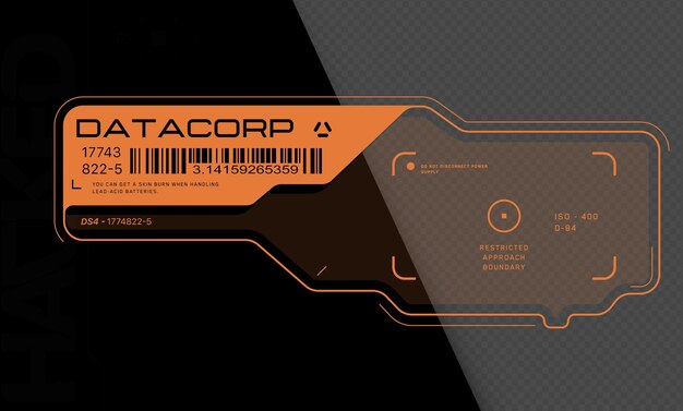 Calcomanía Cyberpunk, pegatina en estilo futurista. Sci fi firma inscripciones y símbolos