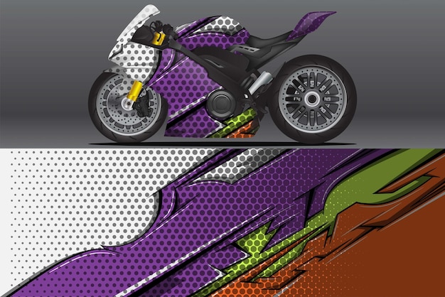 Calcomanía de envoltura de motocicleta y diseño de calcomanías de vinilo Fondo abstracto gráfico conceptual para envolver