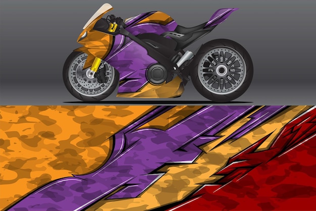 Calcomanía de envoltura de motocicleta y diseño de calcomanías de vinilo Fondo abstracto gráfico conceptual para envolver