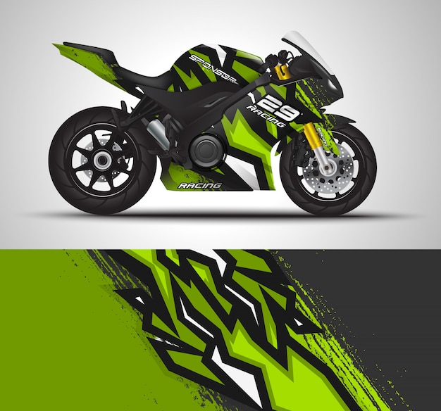 Vector calcomanía de envoltura de motocicleta y pegatina de vinilo