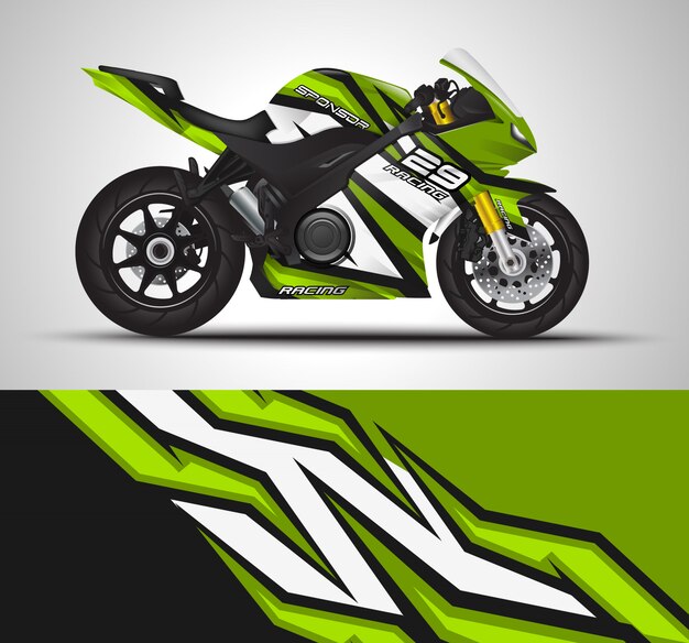 Vector calcomanía de envoltura de motocicleta y pegatina de vinilo