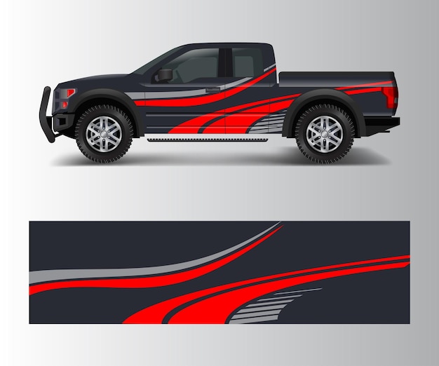 Calcomanía de vehículo todoterreno de rally de carrera de librea personalizada y vector de diseño de calcomanía de envoltura de automóvil teñido