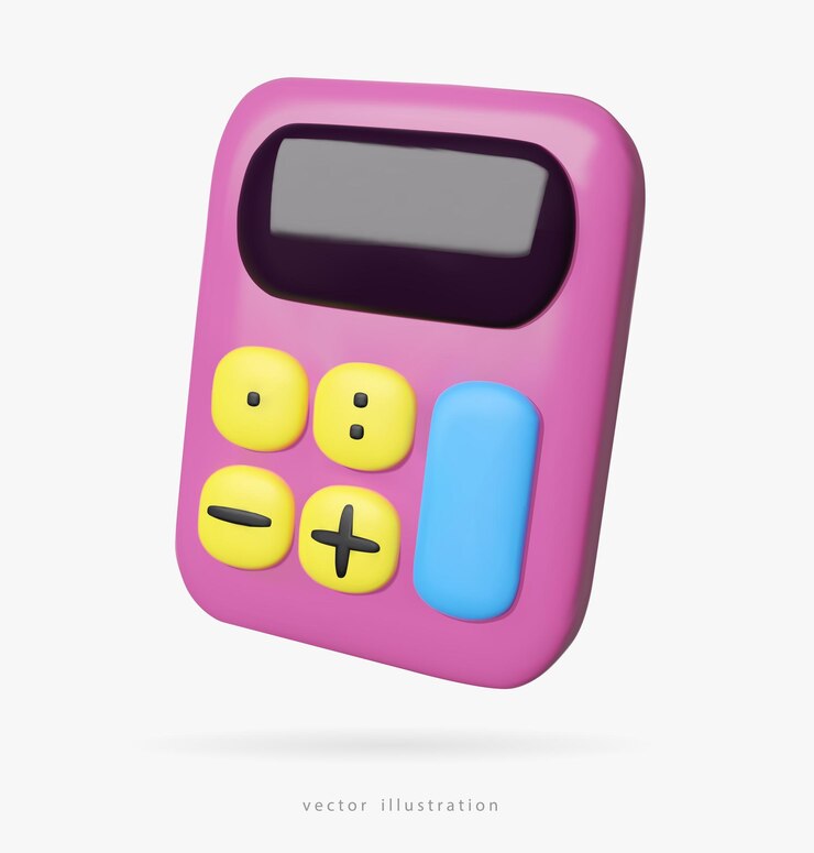 Vector calculadora 3d realista suministros escolares y de oficina concepto de gestión financiera icono vectorial
