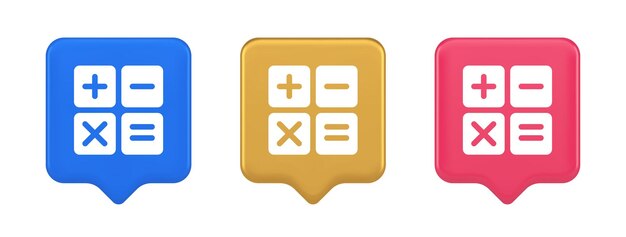 Calculadora botón de conteo de matemáticas saldo contable matemáticas teclado financiero icono 3d
