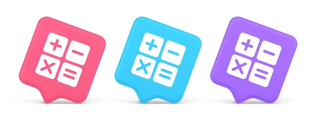 Calculadora botón de conteo de matemáticas saldo contable matemáticas teclado financiero icono 3d
