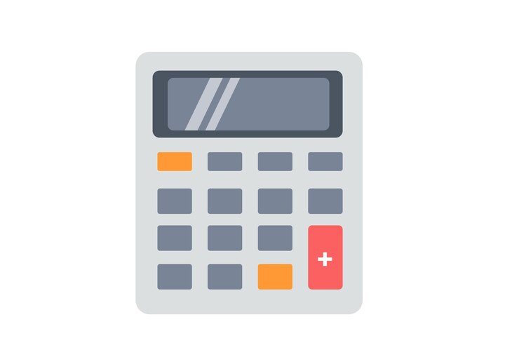 Vector una calculadora con un botón rojo en el frente.