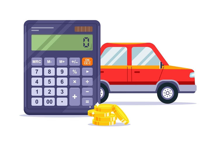Vector calculadora calcula préstamo de coche pedir dinero
